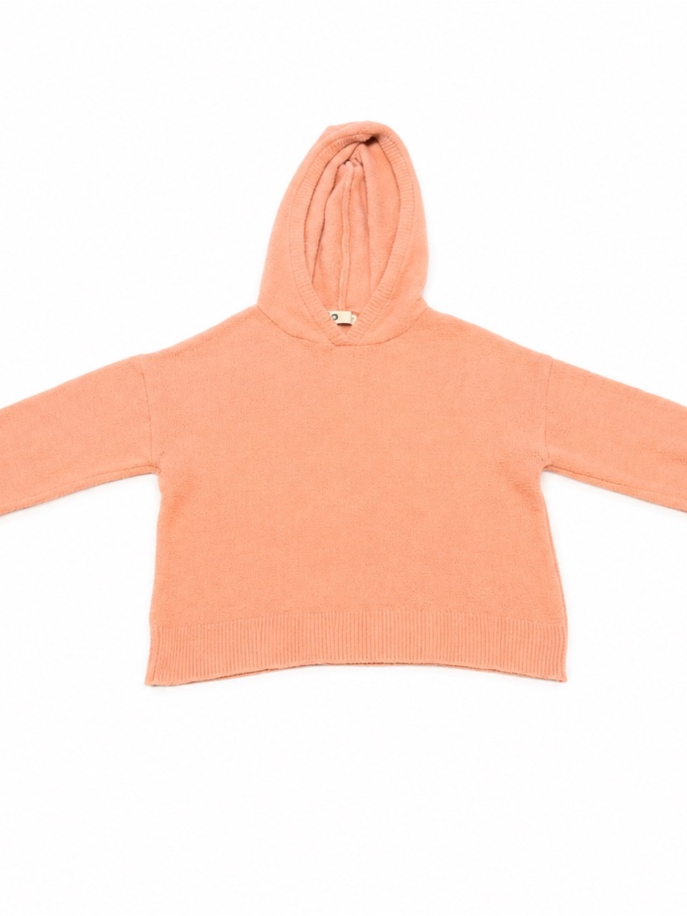 SO Peach Coral Fuzzy Knit Pullover Hoodie Size Large